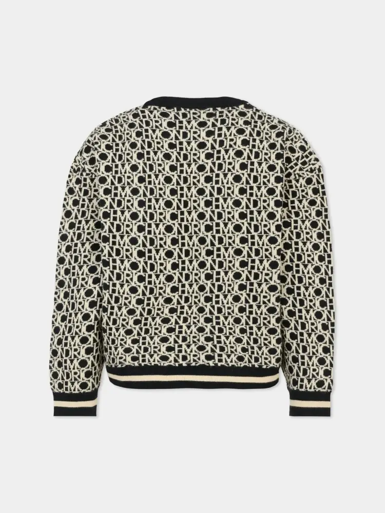 maglia nera bambino in misto viscosa logo monogram all over miniatura 2