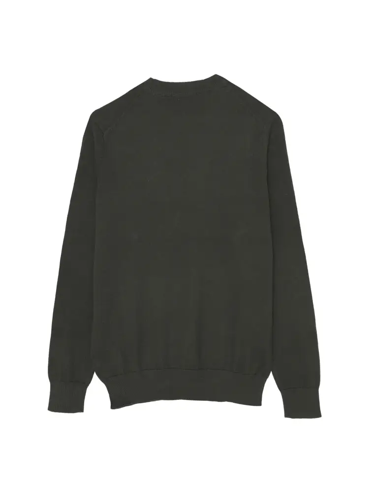 maglia verde bosco uomo in misto lana logo sul petto miniatura 2