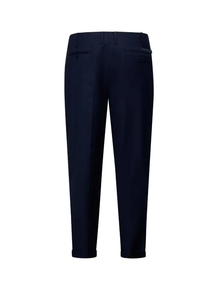 pantalone blu navy uomo in misto viscosa patch logo sul retro miniatura 2