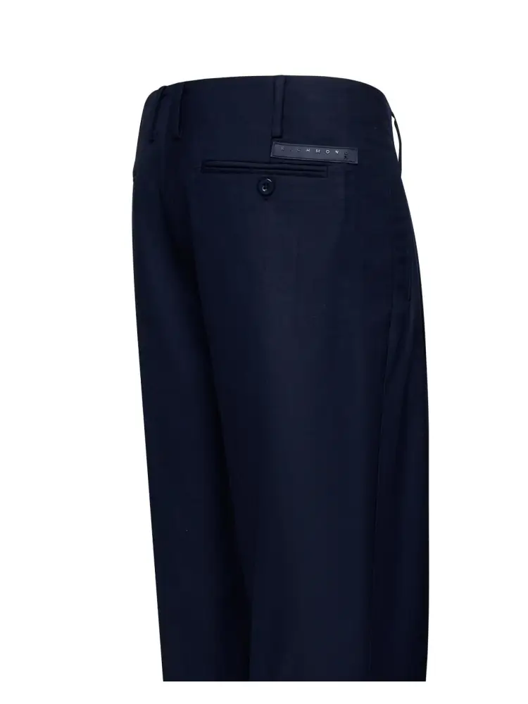 pantalone blu navy uomo in misto viscosa patch logo sul retro miniatura 3