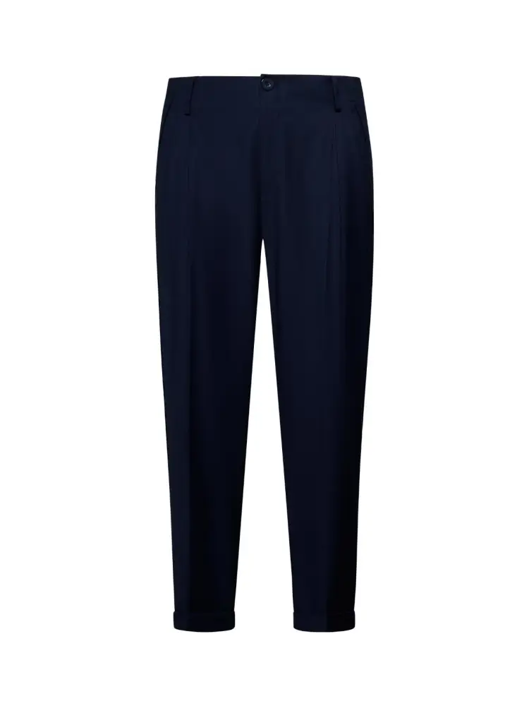 pantalone blu navy uomo in misto viscosa patch logo sul retro