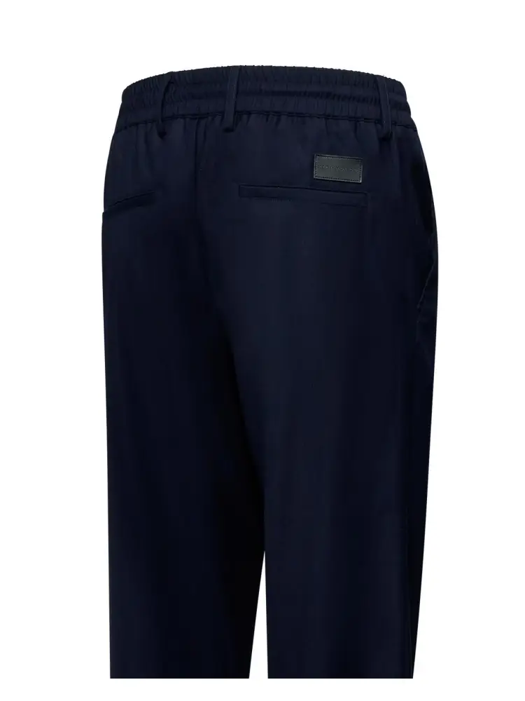 pantalone blu navy uomo in misto viscosa patch logo sul retro miniatura 2