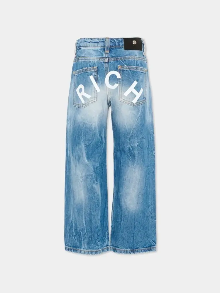 pantalone in denim bambina maxi logo miniatura 2