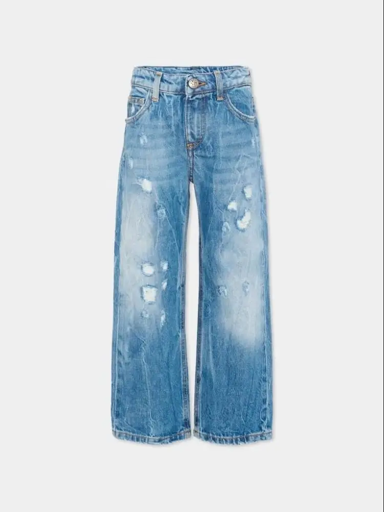 pantalone in denim bambino maxi logo