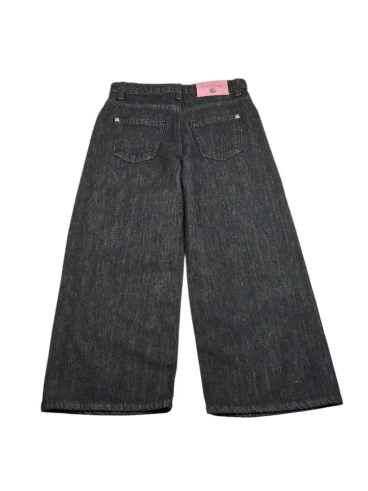 pantalone in denim nero bambina con logo miniatura 2