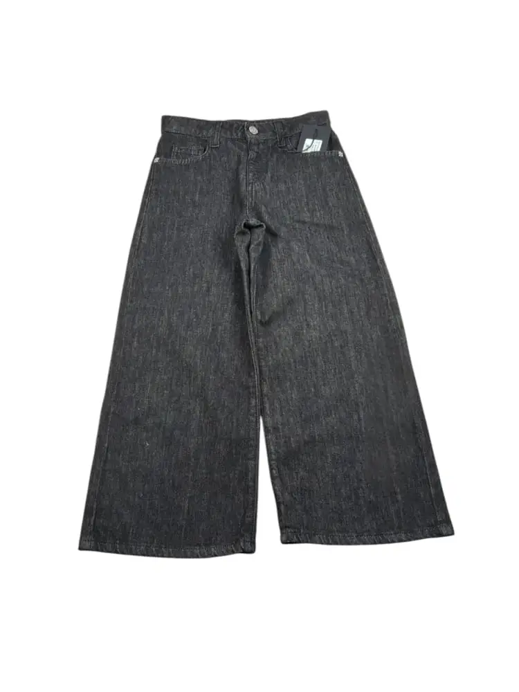 pantalone in denim nero bambina con logo