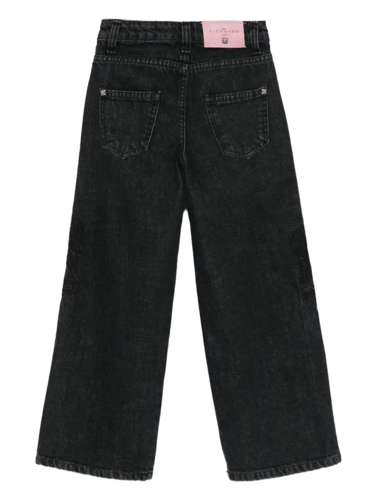 pantalone in denim nero bambina patch logo sul retro miniatura 2