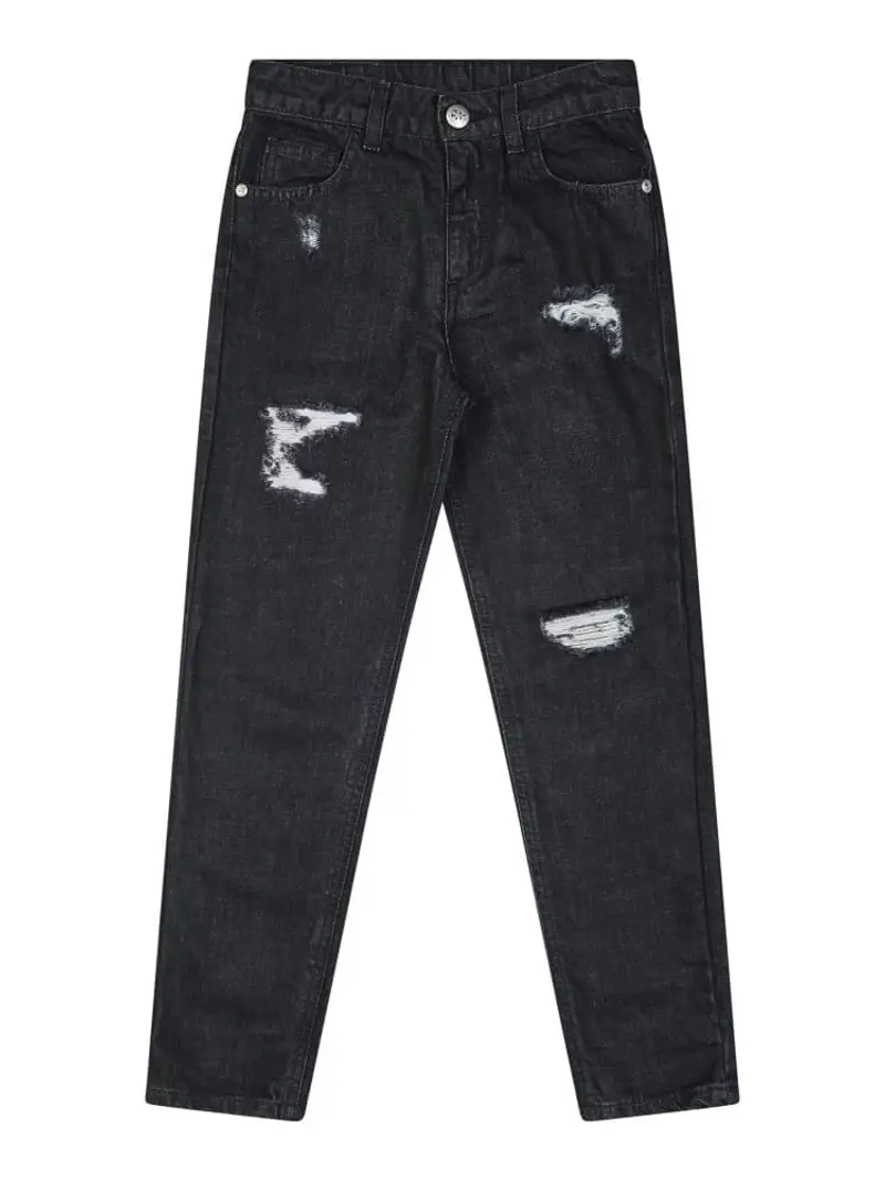 Richmond pantalone in denim nero bambino con strappi patch logo sul retro