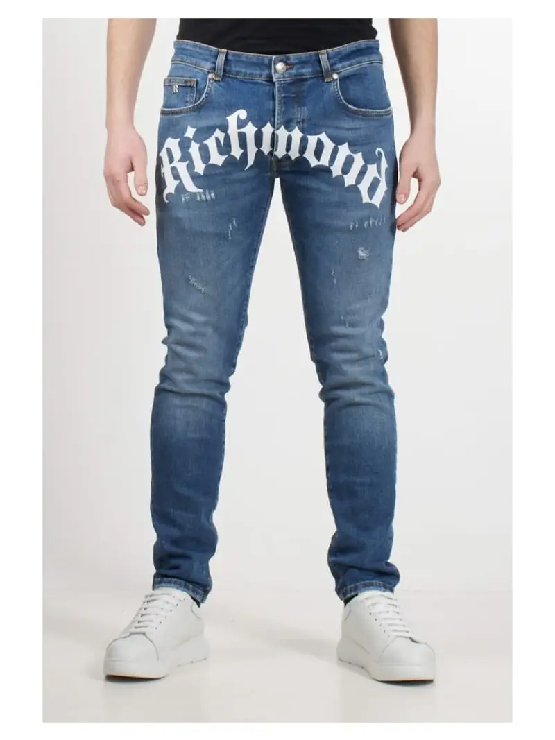 Richmond pantalone in denim uomo medium maxi logo lettering sul davanti
