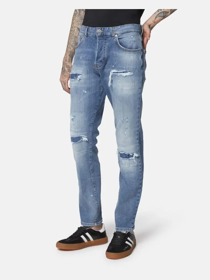 Richmond pantalone in denim uomo medium regular fit patch logo sul retro