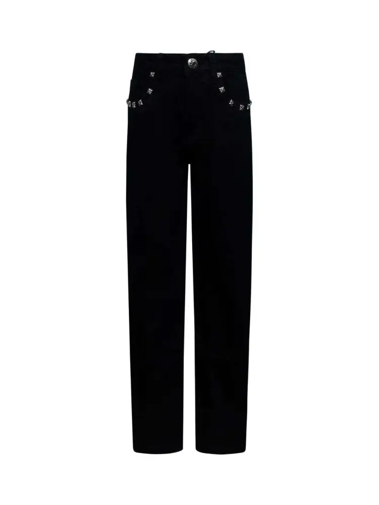 pantalone nero in denim bambino dettagli con borchie sul retro