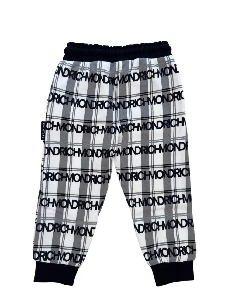 pantalone nero neonato in cotone logo all over miniatura 2