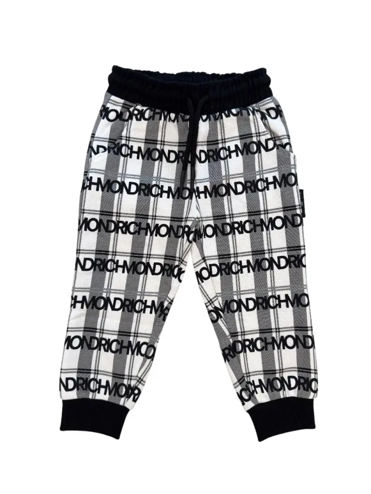 pantalone nero neonato in cotone logo all over
