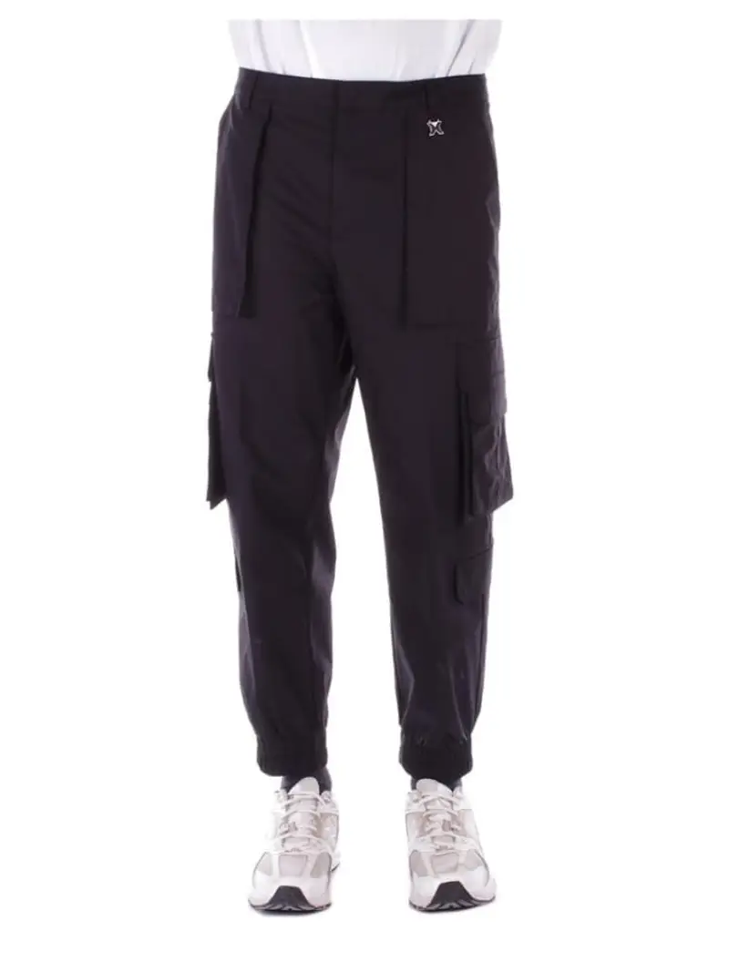 Richmond pantalone nero uomo cargo in cotone mini logo sul cinto