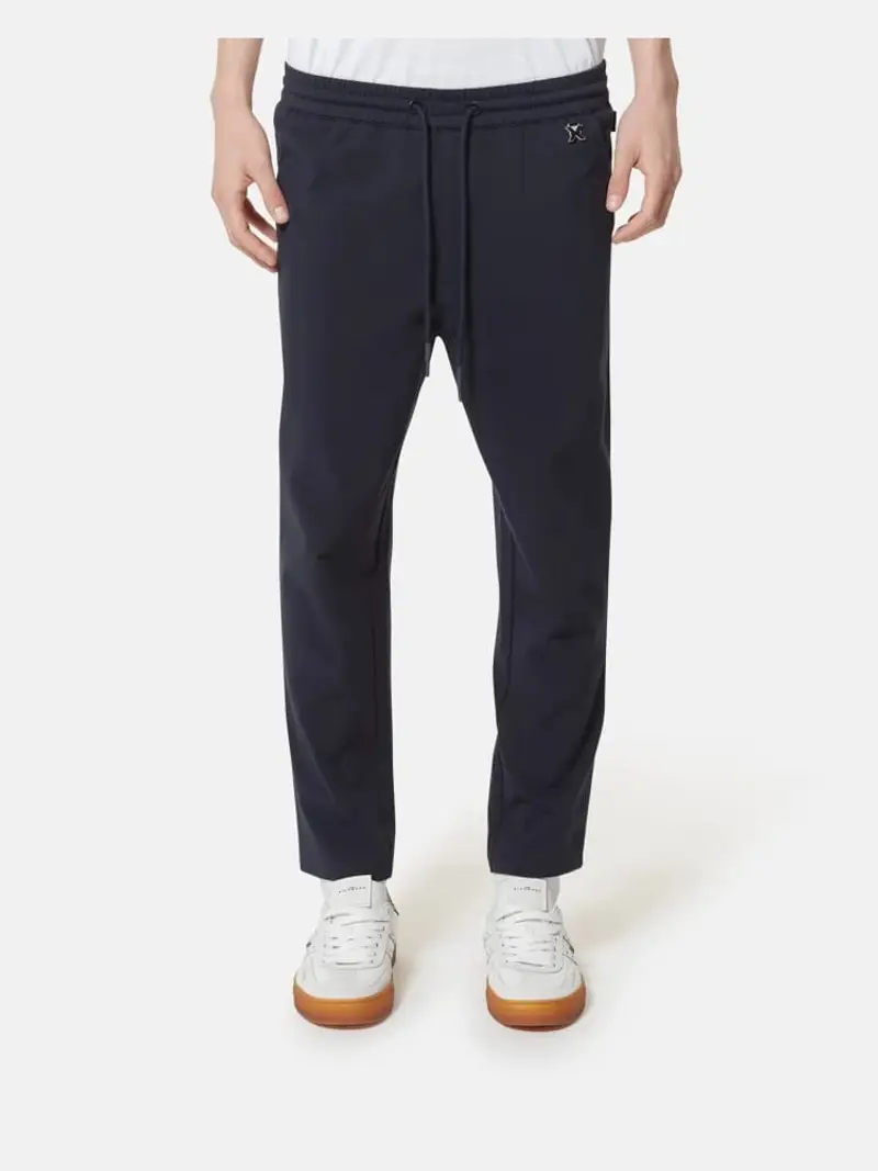 Richmond pantalone nero uomo in cotone mini logo in vita in metallo