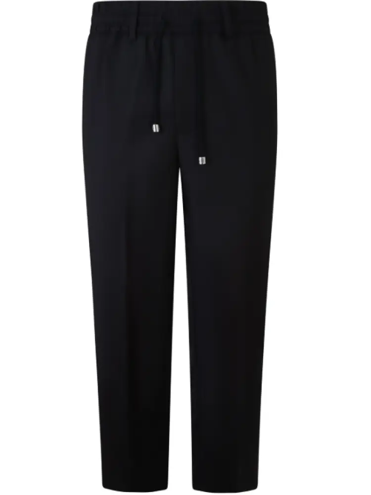 pantalone nero uomo in misto viscosa logo sul retro