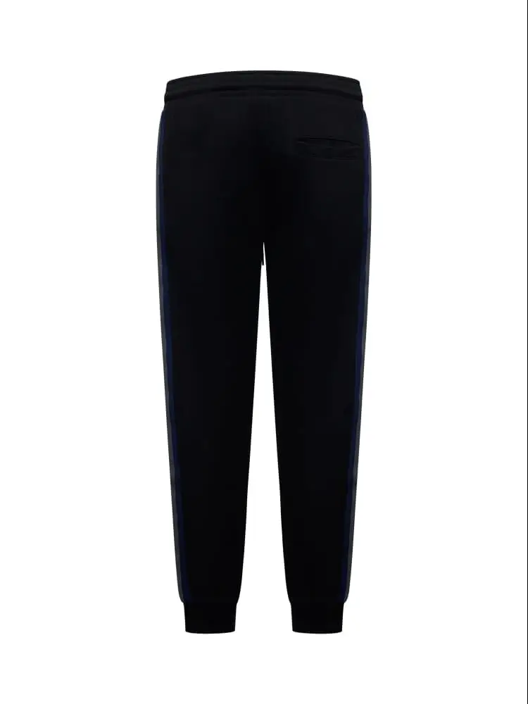 pantalone nero uomo tuta in cotone bande laterali logo sul davanti miniatura 2