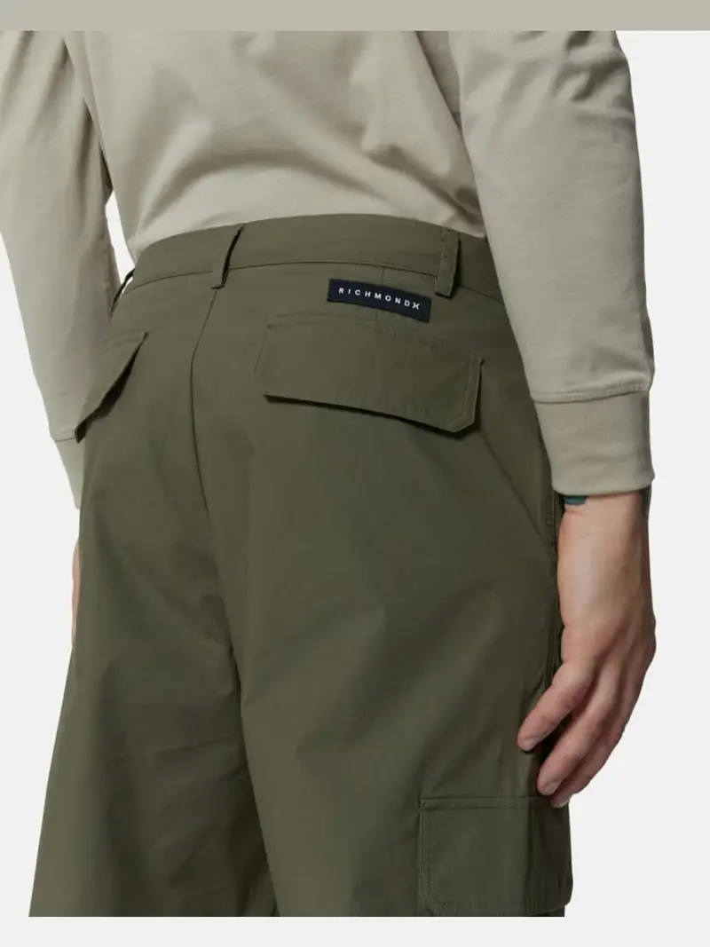 Richmond pantalone verde militare uomo in cotone cargo logo sul retro miniatura 2
