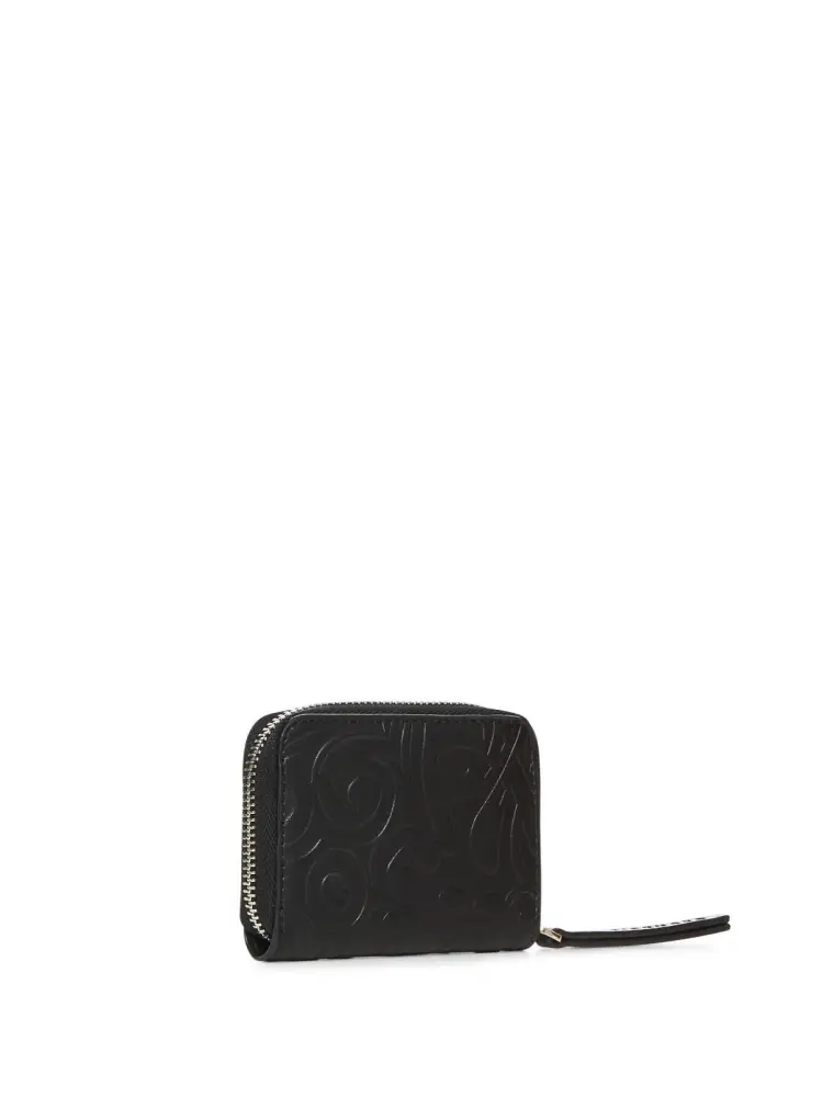 portafoglio nero donna in ecopelle logo in metallo oro miniatura 3