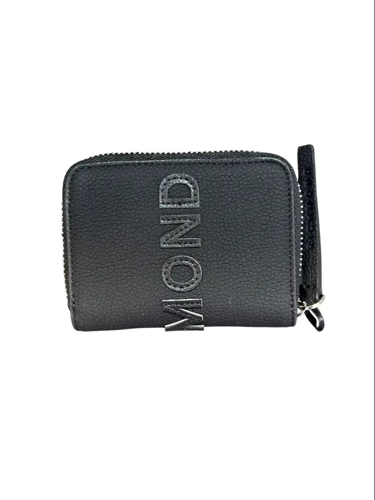 portafoglio nero donna logo sul davanti miniatura 2