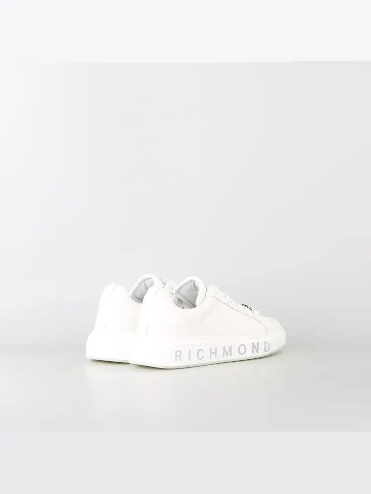 scarpe bianche donna in pelle logo tono su tono dettagli in metallo miniatura 3