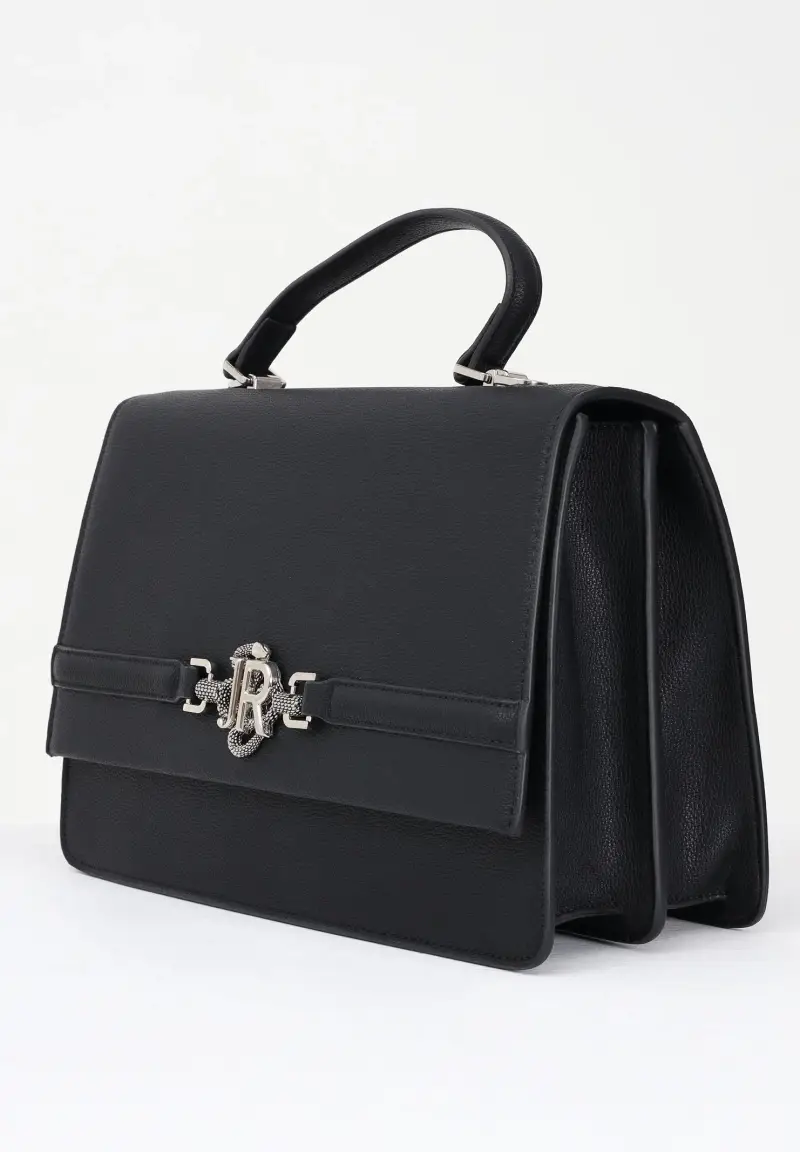 Shopper a mano nera da donna con logo miniatura 2