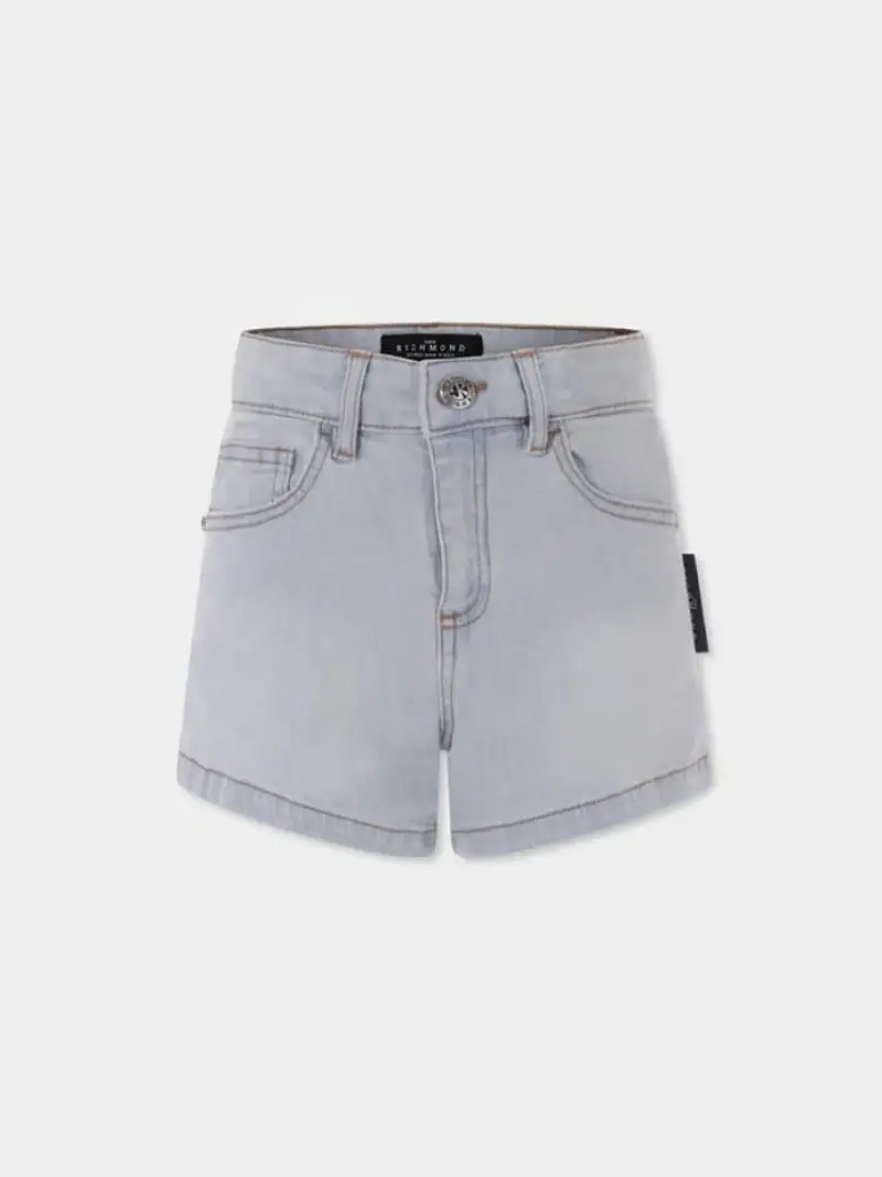 Richmond short in denim chiaro bambina maxi logo sul retro multicolor