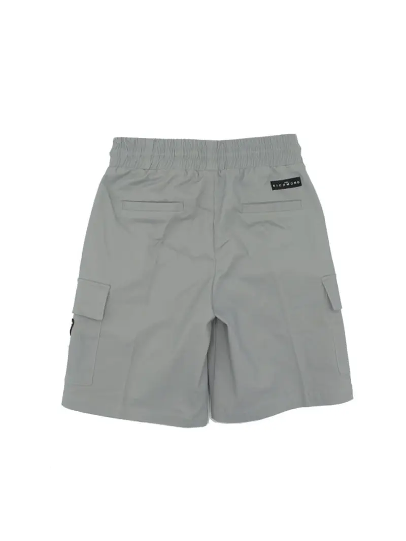 Richmond shorts grigio bambino in cotone con tasconi logo sul lato miniatura 2