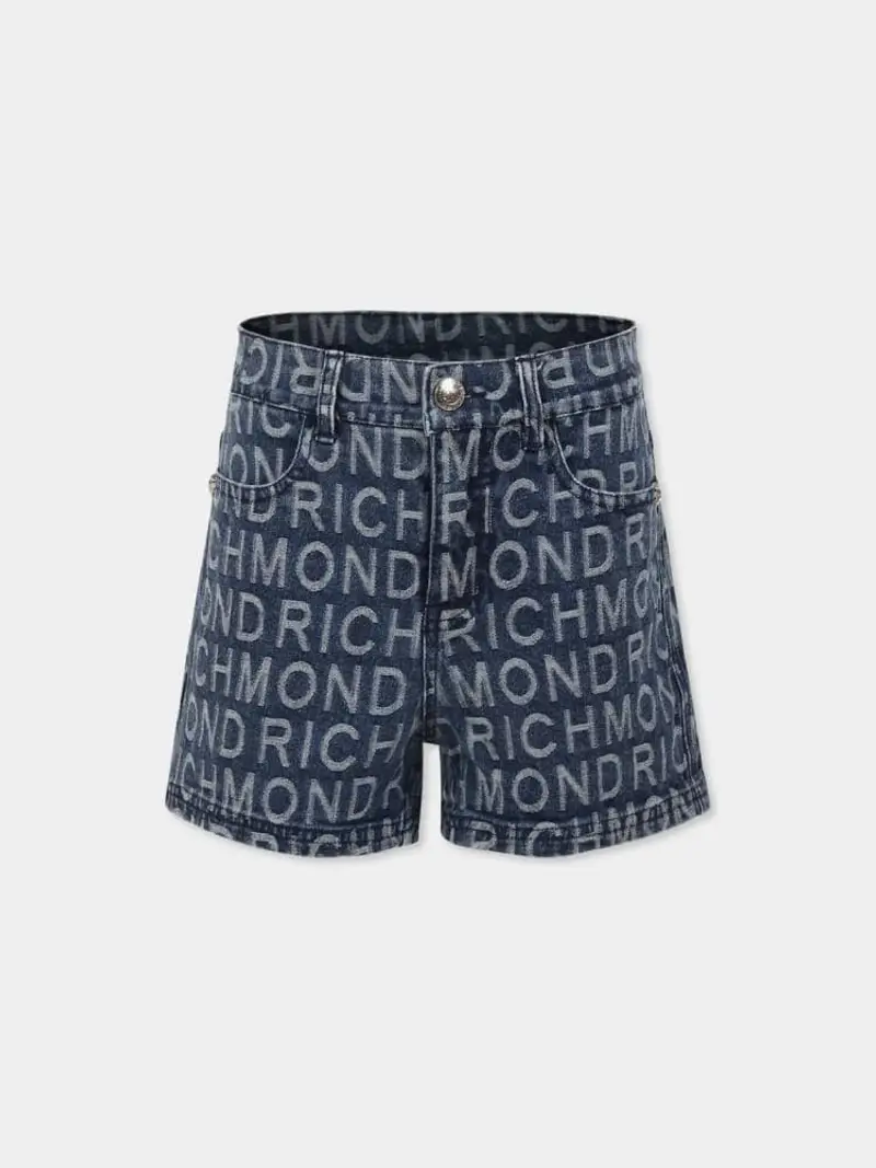 Richmond shorts in denim bambina logo all over