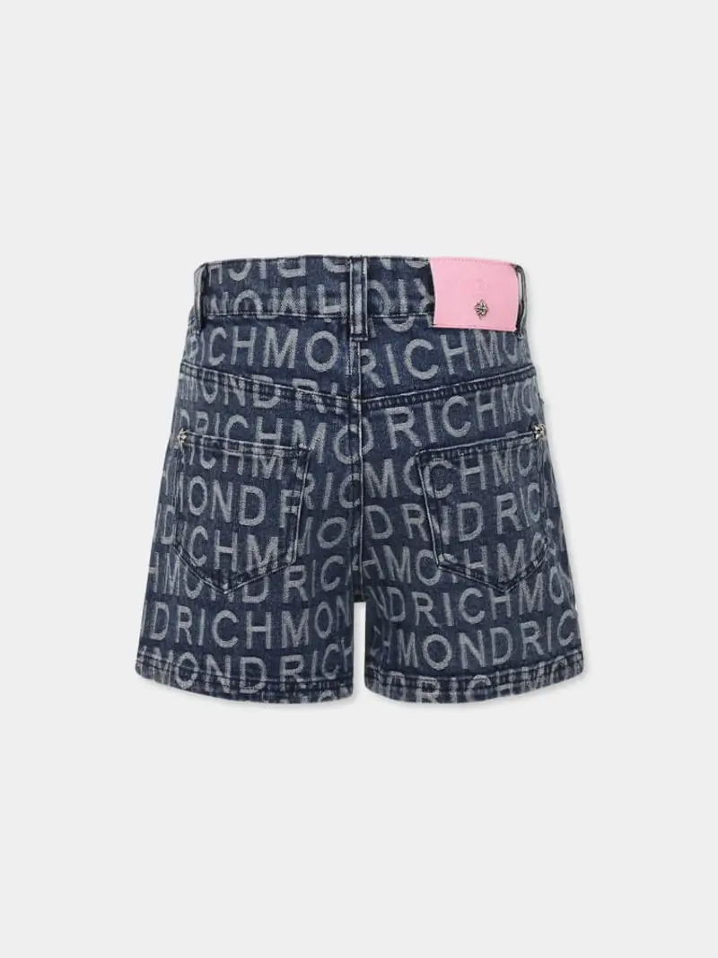 Richmond shorts in denim bambina logo all over miniatura 2