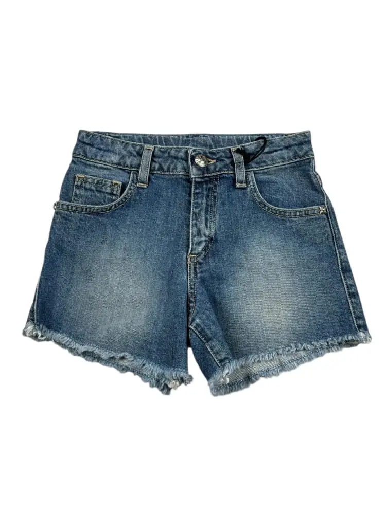 shorts in denim bambina logo sul retro