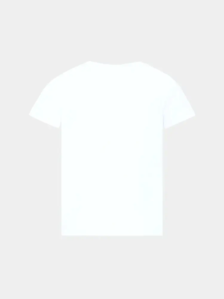 tshirt bianca bambino in cotone logo sul davanti a contrasto miniatura 2