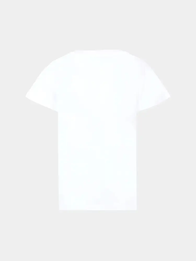tshirt bianca bambino in cotone mini logo sul petto a contrasto miniatura 2