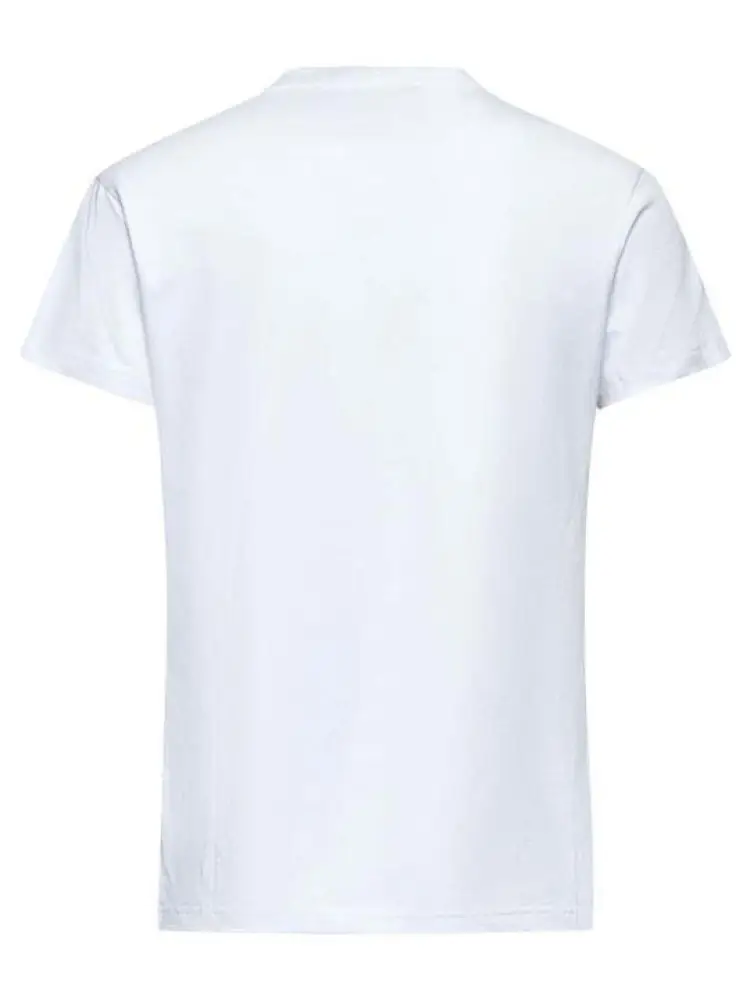 tshirt bianca donna in cotone logo con mini strass sul davanti miniatura 3