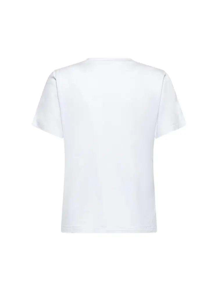 tshirt bianca donna in cotone maxi logo con strass sul davanti miniatura 2