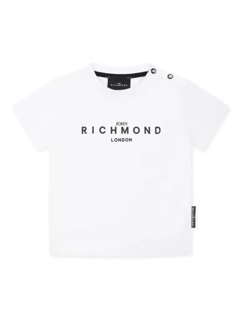 Richmond tshirt bianca neonato in cotone logo sul davanti