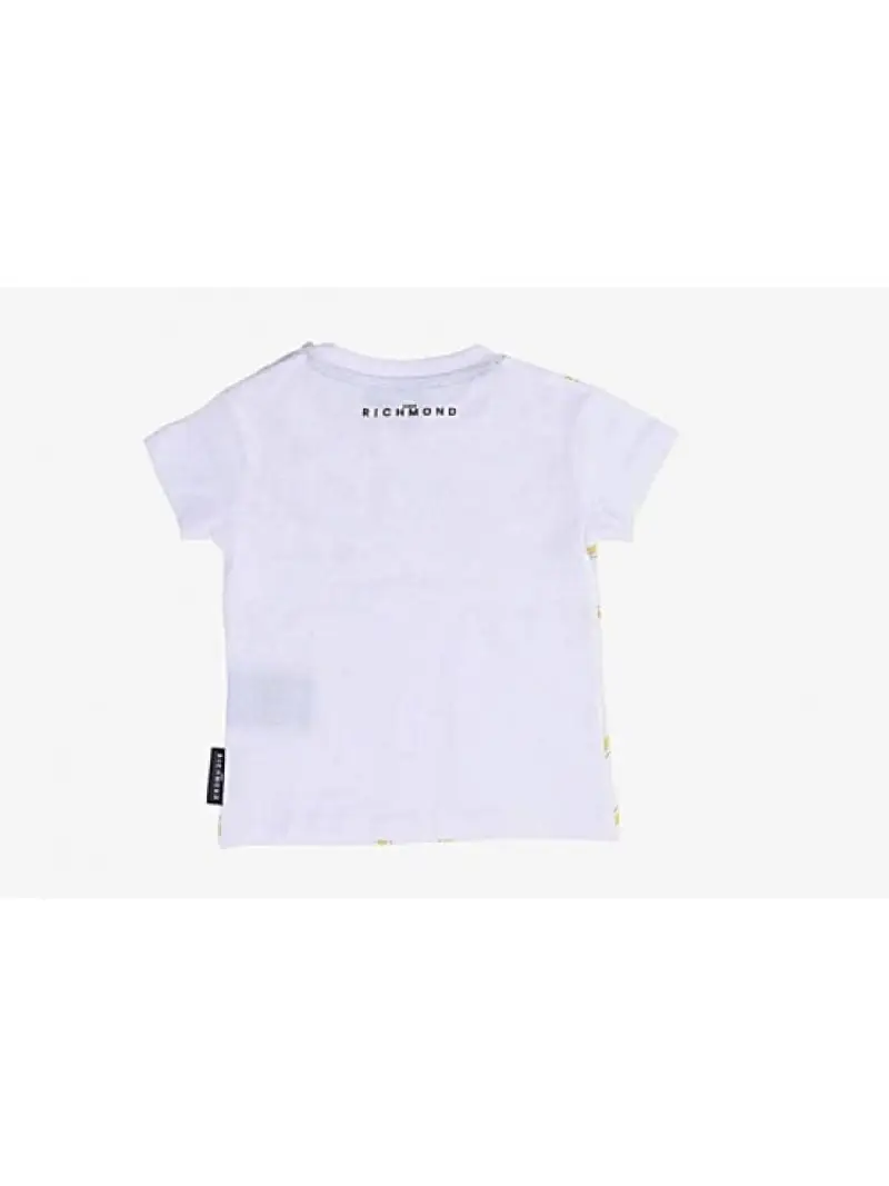 Richmond tshirt bianca neonato in cotone logo sul davanti giallo miniatura 2