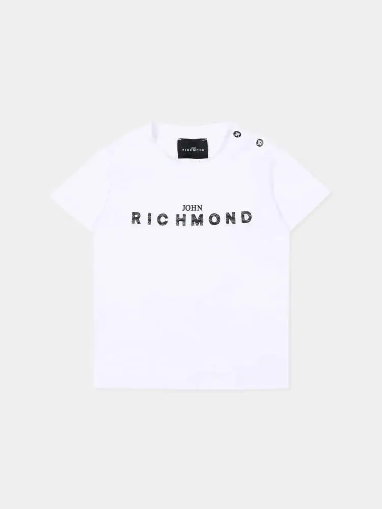 tshirt bianca neonato logo lettering