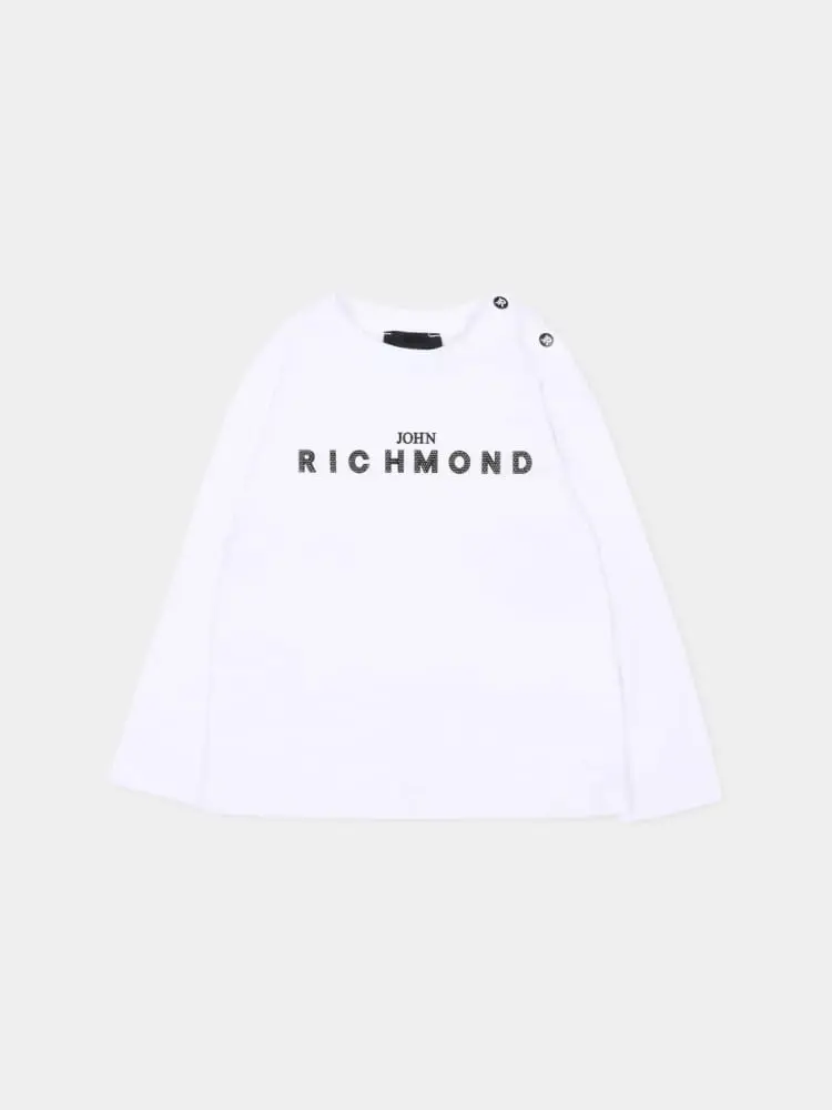 tshirt bianca neonato logo lettering