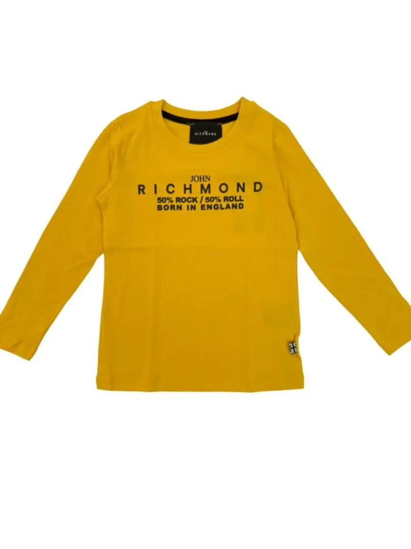 Richmond tshirt gialla bambino in cotone manica lunga logo a contrasto