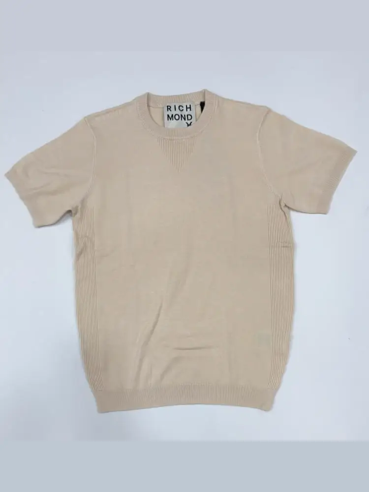tshirt in maglia beige uomo logo sul retro