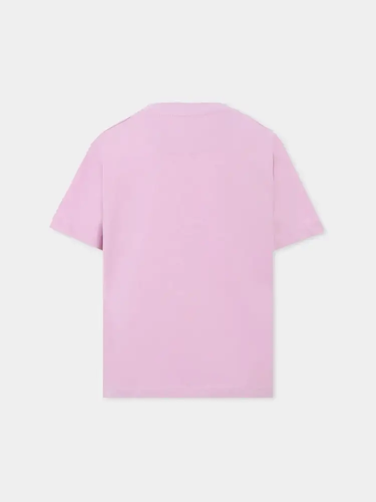 tshirt lilla bambina in cotone logo sul davanti miniatura 2