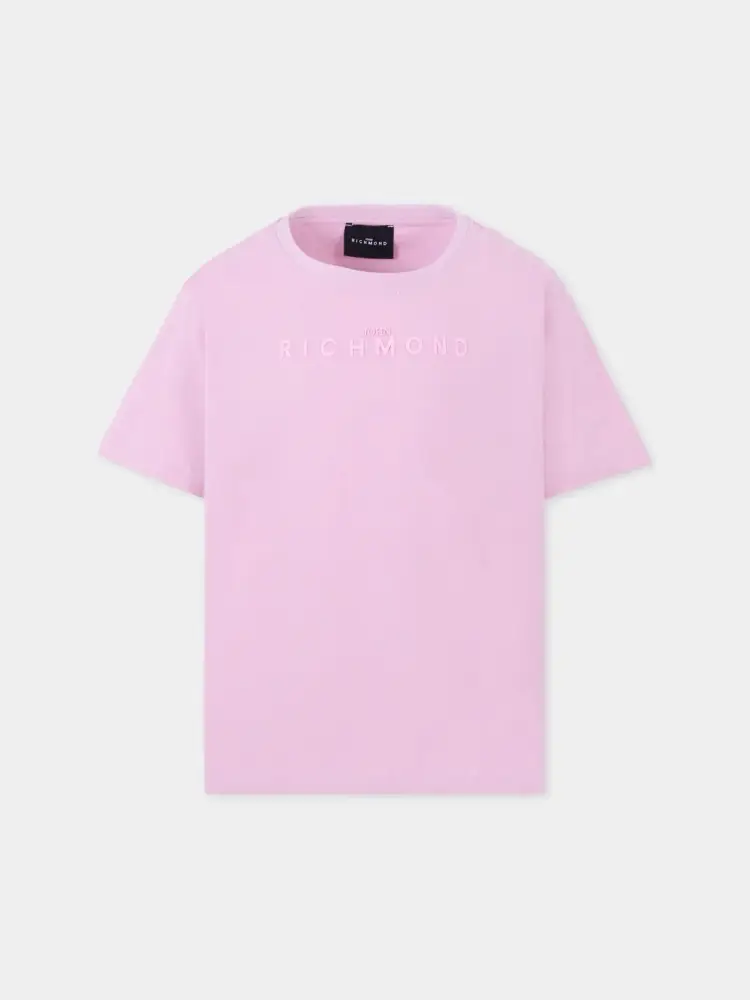 tshirt lilla bambina in cotone logo sul davanti