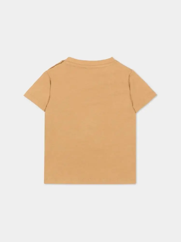 tshirt marrone neonato logo sul davanti miniatura 2