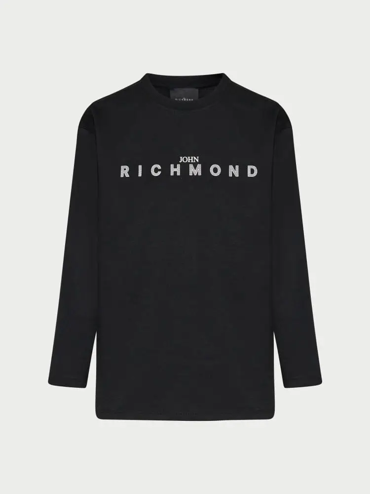 tshirt nera bambina logo lettering