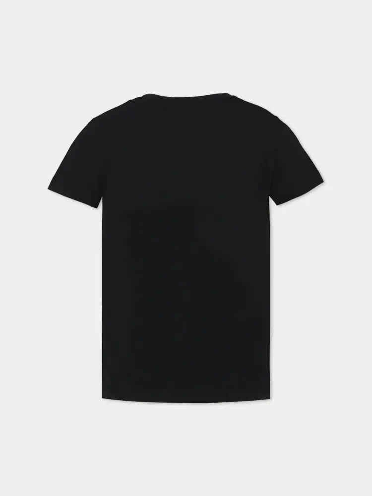tshirt nera bambino in cotone logo tono su tono miniatura 2