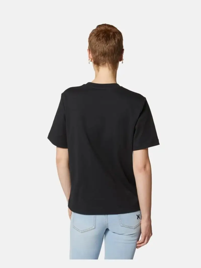 Richmond tshirt nera donna in cotone logo con strass sul davanti miniatura 2