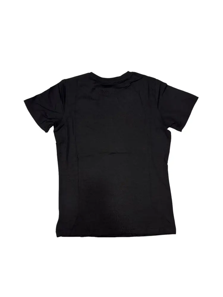 tshirt nera donna in cotone maxi logo con strass miniatura 3