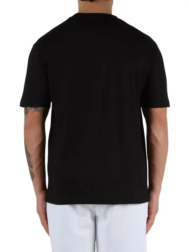 Richmond tshirt nera uomo in cotone logo ricamato sul petto a contrasto miniatura 2