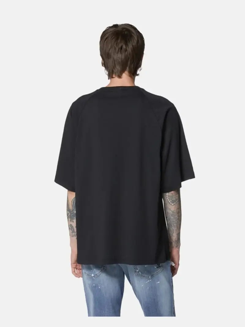 Richmond tshirt nera uomo in cotone logo sul collo a contrasto miniatura 2